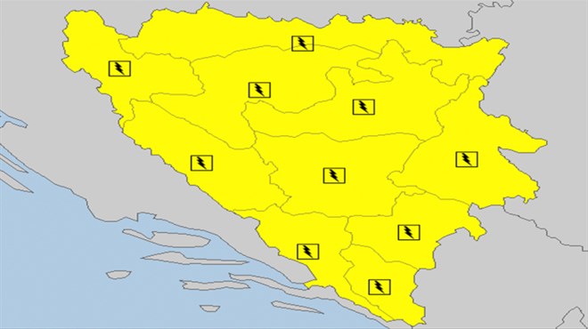 Žuti meteoalarm u cijeloj BiH