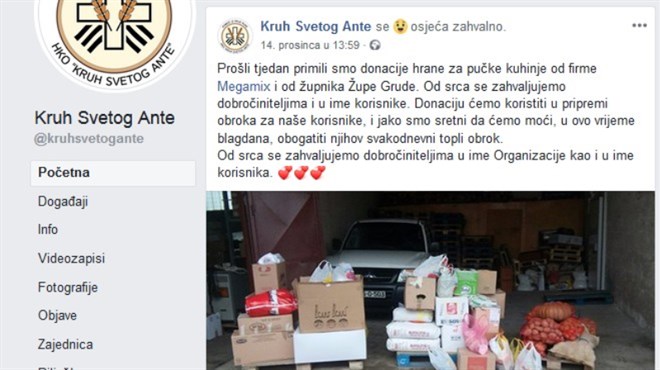 Humanitarna ustanova Kruh svetog Ante: Hvala ŽUPI GRUDE