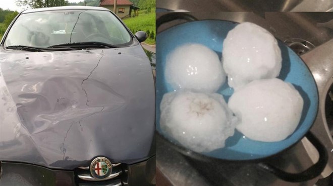 Tuča u Gorskom Kotaru porazbijala automobile! Dvorišta poplavljena
