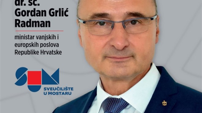 Grlić Radman će održati predavanje na Sveučilištu u Mostaru