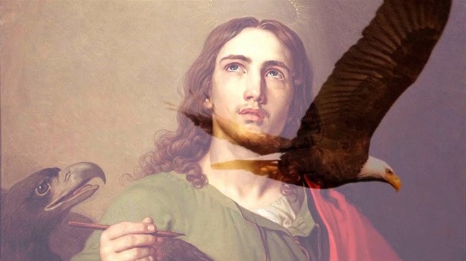 Svetog Ivana apostola kao evanđelista slikaju s orlom i knjigom
